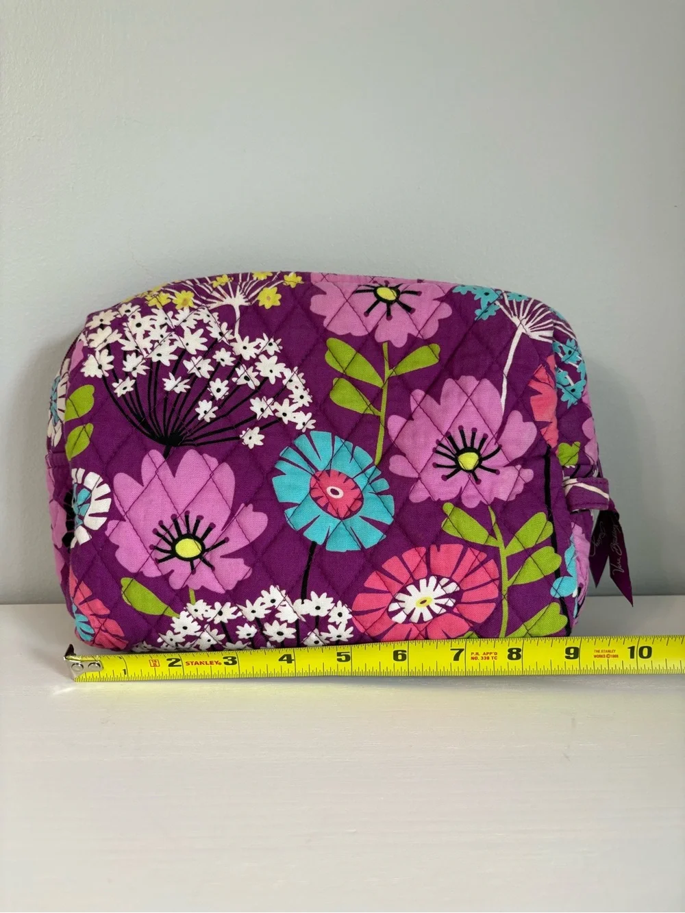 Vera Bradley Flutterby Quilted Cosmetic Bag Purple Floral Travel Pouch Retro